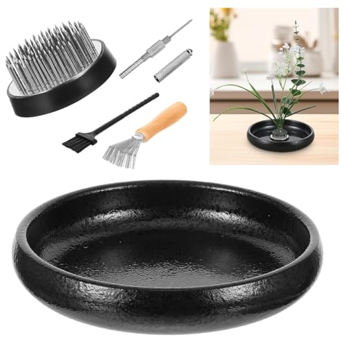 Fegtrtyoa Ikebana Vase Kit Blumen Shallow Container Keramik Ikebana Vase mit 1.8 Blumenfrosch Nadelrichtwerkzeug von Fegtrtyoa