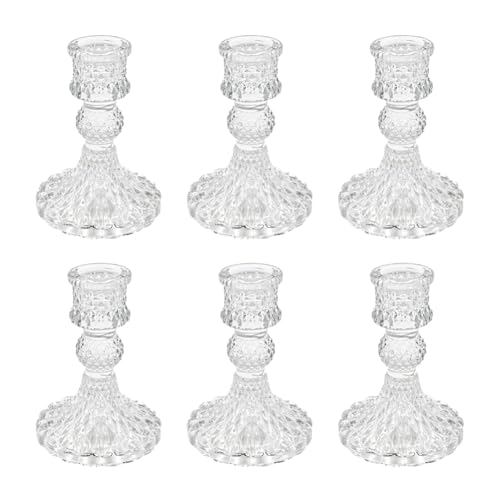 Fegtrtyoa Kerzenständer Aus Glas, 6er-Set, Klare, Stabförmige Kerzenständer in Diamantform für Tischdekoration, Heimdekoration Fegtrtyoa Kerzenständer Aus Glas, 6er-Set, Klare, Stabförmige Kerzenständer in Diamantform für Tischdekoration, Heimdekoration von Fegtrtyoa