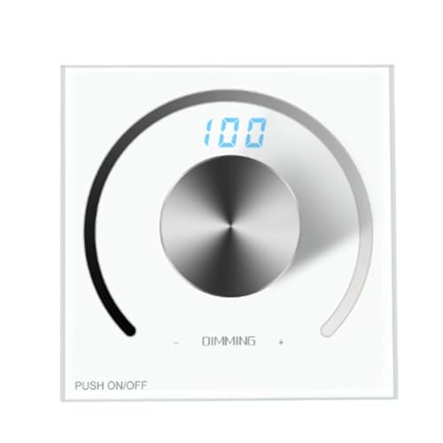 Fegtrtyoa LED-Einzelstreifen-Dimmer DC 12V-24V 5050 2835 Streifenlichter Wandpanel-Dimmer Drehknopfsteuerung 0-100 Helligkeitsanzeige von Fegtrtyoa