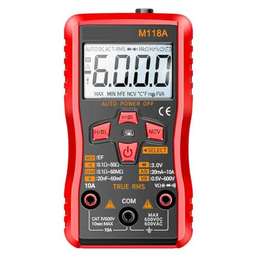 Fegtrtyoa M118A Digital Multimeter Auto-Bereich 6000 Zählt NCV-Transistor-Testerdaten Halten Sie Integrierte Taschenlampe True RMS von Fegtrtyoa