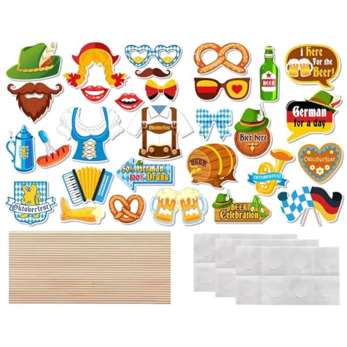 Fegtrtyoa Oktoberfest-Fotoautomaten-Requisiten, Partygeschenke, Bierfest-Selfie-Requisiten, 30 Stück, Buntes Traditionelles Deutschland-Zubehör Fegtrtyoa Oktoberfest-Fotoautomaten-Requisiten, Partygeschenke, Bierfest-Selfie-Requisiten, 30 Stück, Buntes Traditionelles Deutschland-Zubehör von Fegtrtyoa