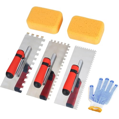 Fegtrtyoa Quadratisches Fliesenkellen-Set Aus Edelstahl mit Fugenschwamm und Arbeitshandschuhen, für die Fliesenverlegung Fegtrtyoa Quadratisches Fliesenkellen-Set Aus Edelstahl mit Fugenschwamm und Arbeitshandschuhen, für die Fliesenverlegung von Fegtrtyoa