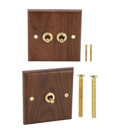 Fegtrtyoa Retro -Wandleuchte -Kippschalter 250 V Einzel- und Doppelkackschalter mit Messingschraube Retro Walnut Holzwandmontageplatte Fegtrtyoa Retro -Wandleuchte -Kippschalter 250 V Einzel- und Doppelkackschalter mit Messingschraube Retro Walnut Holzwandmontageplatte von Fegtrtyoa