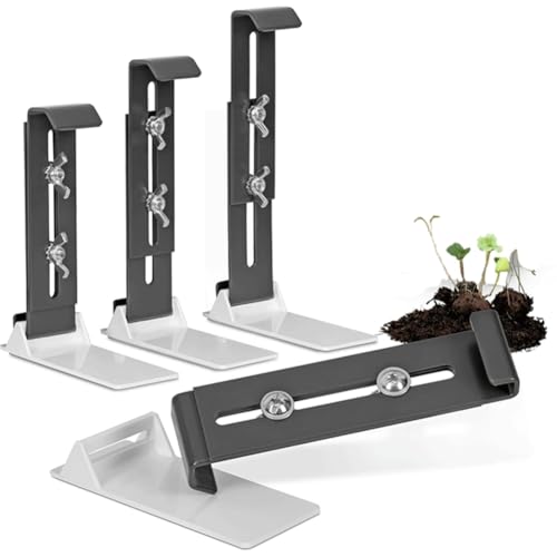 Fegtrtyoa Stabiler, Unsichtbarer Fensterblockblütenboxhalter Von 4 Ohne Bohrung, Höhe Einstellbarer Fensterboxhalter von Fegtrtyoa