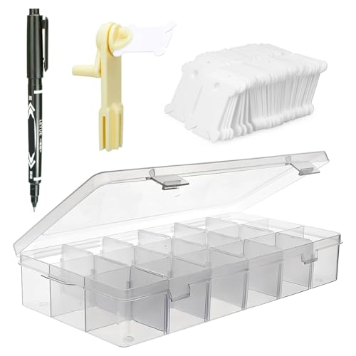 Fegtrtyoa Stickgarn-Organizer, Aufbewahrungsbox mit 18 Fächern, 100 Stickgarnspulen Aus Kunststoff, 1 Garnwickler und 1 Marker Fegtrtyoa Stickgarn-Organizer, Aufbewahrungsbox mit 18 Fächern, 100 Stickgarnspulen Aus Kunststoff, 1 Garnwickler und 1 Marker von Fegtrtyoa
