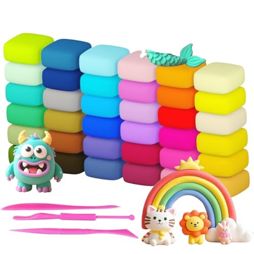Fegtrtyoa Ultra Light DIY Air Dry Clay, 36 Farben Magic Modeling Clay mit Werkzeugen für Kinder, Kinder, Kunsthandwerksprojekte von Fegtrtyoa