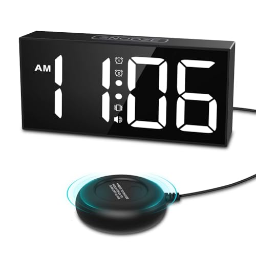Fegtrtyoa Vibrierender, 7,5 Großes Display, LED-Uhr, Lauter mit Bettschüttler für Tiefschläfer und Hörgeschädigte von Fegtrtyoa