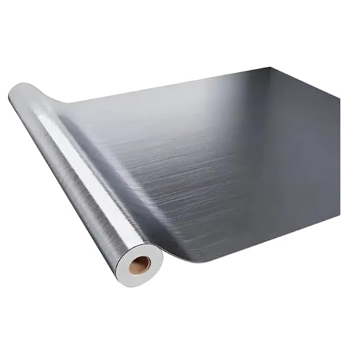 Fegtrtyoa Wandaufkleber 40 cm Metall Gebürstet Silber Wasserdichtes Tapete für Küchen Wohnzimmer Kühlschrank Arbeitsplatte von Fegtrtyoa