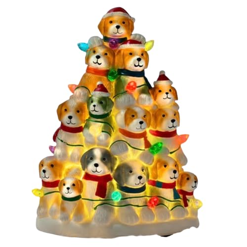 Fegtrtyoa Weihnachtslichter für Welpen - Handgefertigter Weihnachtsbaum Aus Kunstharz für Welpen - Niedliche Hilfe Beim Füttern Von Hunden, die Einen Unterschlupf Brauchen von Fegtrtyoa