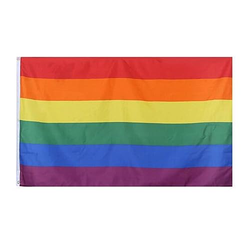 Fehploh Regenbogen-Flagge, 90 x 150 cm, Leinwand, LGBT, dekorative Gartenflagge, doppelt genäht, für Heim/Outdoor-Dekoration (90 x 150 cm) von Fehploh