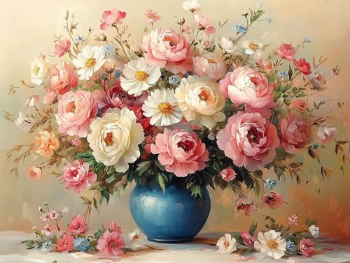 Diamond Painting Blume Diamant Painting Bilder Erwachsene Pfingstrose Diamant Malere Set, DIY 5D Stickerei Kreuzstich Mosaikherstellung Basteln für Deko Wohnzimmer,Geschenke für Frauen 50x40 cm F0-325 von FeiPride