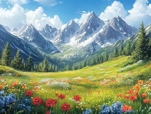 Diamond Painting Erwachsene Berg Diamant Painting Bilder Landschaft, 5D Diamond Art Basteln Mädchen 8 Jahre, DIY Crystal Stickerei Kreuzstich Diamant Malere für Zimmer Deko Geschenke 60x45 cm F0-318 von FeiPride