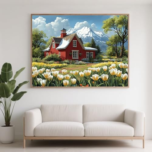 Diamond Painting Erwachsene Blume Diamant Painting Bilder Landschaft, 5D Diamond Art Basteln Mädchen 8 Jahre, DIY Stickerei Kreuzstich Diamant Malere Set für Zimmer Deko Geschenke 60x45 cm F0-368 von FeiPride