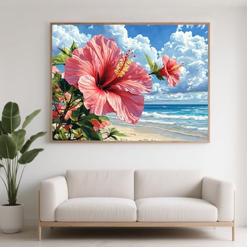 Diamond Painting Erwachsene Strand Diamant Painting Bilder Blume, 5D Diamond Art Basteln Mädchen 8 Jahre, DIY Crystal Stickerei Kreuzstich Diamant Malere für Zimmer Deko Geschenke 90x70 cm F0-408 von FeiPride