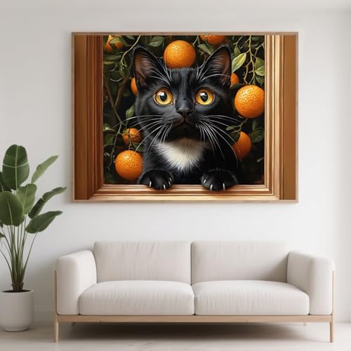 Diamond Painting Erwachsene Tier Diamant Painting Bilder Katze, 5D Diamond Art Basteln Mädchen 8 Jahre, DIY Stickerei Kreuzstich Diamant Malere für Zimmer Deko, Geschenke für Frauen 90x70 cm F0-316 von FeiPride