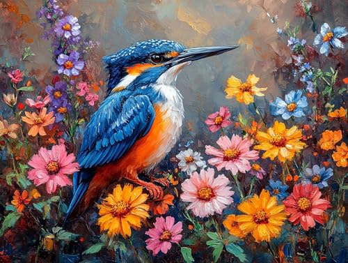 Diamond Painting Erwachsene Vogel Diamant Painting Bilder Blume, 5D Diamond Art Basteln Mädchen 8 Jahre, DIY Stickerei Kreuzstich Diamant Malere für Zimmer Deko, Geschenke für Frauen 70x50 cm F0-302 von FeiPride