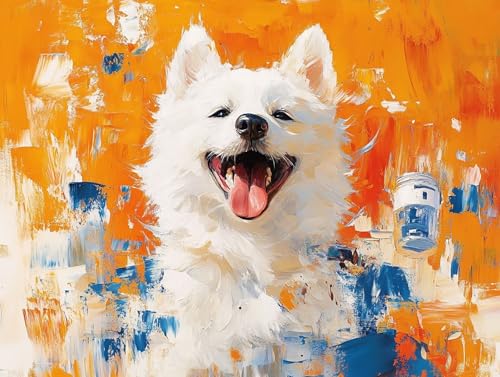 Diamond Painting Hund Diamant Painting Bilder Erwachsene Tier Diamant Malere, DIY 5D Strass Stickerei Kreuzstich Mosaikherstellung Basteln für Deko Wohnzimmer, Geschenke für Frauen 100x75 cm F0-315 von FeiPride