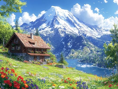 Diamond Painting Landschaft Diamant Painting Bilder Erwachsene Berg Diamant Malere Set, DIY 5D Stickerei Kreuzstich Mosaikherstellung Basteln für Deko Wohnzimmer,Geschenke für Frauen 30x20 cm F0-319 von FeiPride