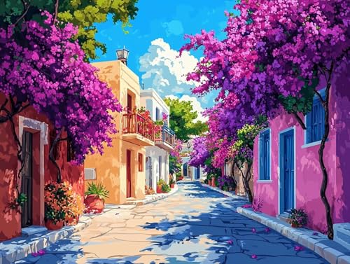 Diamond Painting Landschaft Diamant Painting Bilder Erwachsene Straße Diamant Malere Set, DIY 5D Stickerei Kreuzstich Mosaikherstellung Basteln für Deko Wohnzimmer,Geschenke für Frauen 30x20 cm F0-321 von FeiPride
