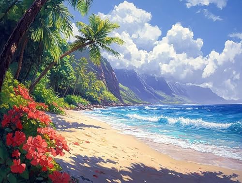 Diamond Painting Meer Diamant Painting Bilder Erwachsene Landschaft Diamant Malere Set, DIY 5D Stickerei Kreuzstich Mosaikherstellung Basteln für Deko Wohnzimmer,Geschenke für Frauen 90x70 cm F0-295 von FeiPride