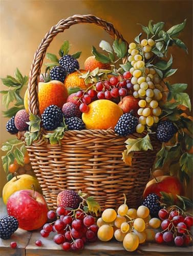 Diamond Painting Obst Diamant Painting Bilder Erwachsene Kinder Gemüse, 5D DIY Vollbohrer Eckige Steine Diamant Malerei Stickerei Bastelset für Deko Wohnzimmer, Geschenke für Frauen 45 x 60 cm A-545 von FeiPride