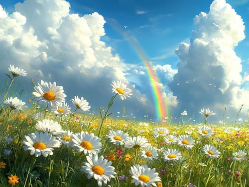 Diamond Painting Regenbogen Diamant Painting Bilder Erwachsene Landschaft Diamant Malere Set, DIY 5D Strass Stickerei Kreuzstich Crystal Art für Deko Wohnzimmer, Geschenke für Frauen 80x60 cm F0-331 von FeiPride