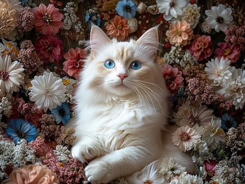 Diamond Painting Tier Diamant Painting Bilder Erwachsene Katze Diamant Malere, DIY 5D Strass Stickerei Kreuzstich Mosaikherstellung Basteln für Deko Wohnzimmer, Geschenke für Frauen 80x60 cm F0-305 von FeiPride