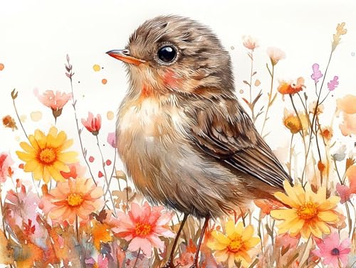 Diamond Painting Vogel Diamant Painting Bilder Erwachsene Blume Diamant Malere, DIY 5D Strass Stickerei Kreuzstich Mosaikherstellung Basteln für Deko Wohnzimmer, Geschenke für Frauen 70x50 cm F0-491 von FeiPride