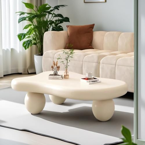 FeiZhiYanS Cloud Couchtisch, Mid-Century Modern, unregelmäßig, süß, Bauernhaus, asymmetrischer Industrie-Mitteltisch aus Holz mit stabilen Beinen, für das Wohnzimmer Einer Wohnung (B120CM) von FeiZhiYanS