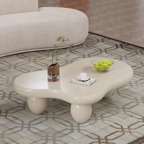 FeiZhiYanS Moderner Couchtisch in Wolkenform, Matter Mitteltisch mit 3 Kugelbeinen und abgerundetem Kantendesign, unregelmäßiger Teetisch für den Innenbereich für das Wohnzimmer,A41in von FeiZhiYanS