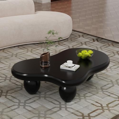 FeiZhiYanS Moderner Couchtisch in Wolkenform, Matter Mitteltisch mit 3 Kugelbeinen und abgerundetem Kantendesign, unregelmäßiger Teetisch für den Innenbereich für das Wohnzimmer,C41in von FeiZhiYanS
