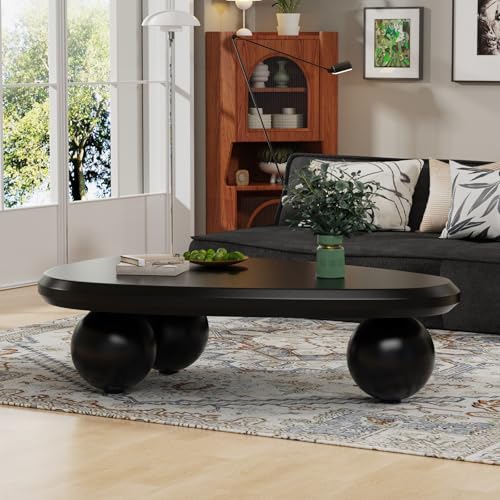FeiZhiYanS Ovaler Couchtisch mit einzigartigen 3 Kugelbeinen, Moderne, niedliche Couchtische in unregelmäßiger Wolkenform, moderner Couchtisch in Cocktailwolkenform für Wohnzimmer (B120CM) von FeiZhiYanS