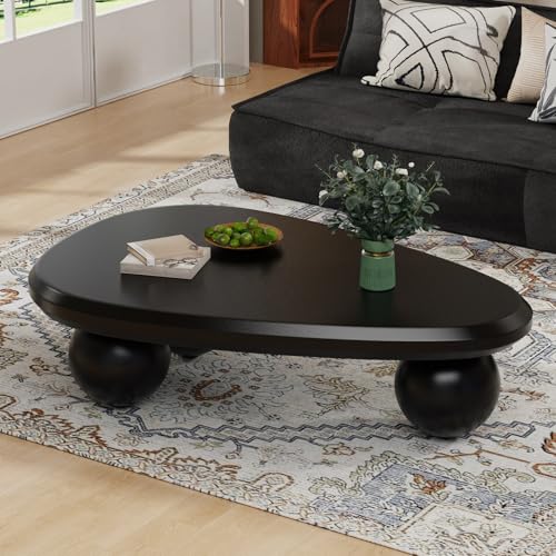 FeiZhiYanS Unregelmäßiger Couchtisch in Wolkenform. Moderne Couchtische aus Holz in Wolkenform für das Wohnzimmer. Niedriger ovaler Mitteltisch mit stabilen Kugelbeinen (B120CM) von FeiZhiYanS