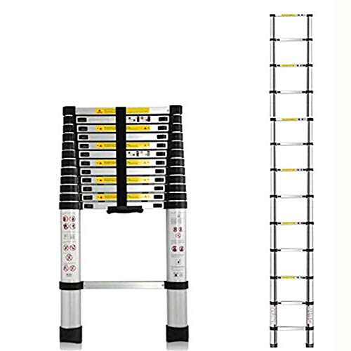 Teleskopleiter 3,8M Aluleiter Klappleiter Ausziehleiter Mehrzweckleiter, Rutschfester, Teleskop-Design, aus hochwertigem Aluminium, Stehleiter Haushaltsleiter Schiebeleiter 150 kg Belastbarkeit von Feidak