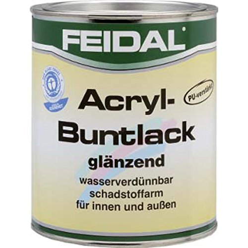 Feidal Acryl Buntlack, Malerqualität v. Fachmann/wasserverdünnbar, für Innen und Außen, Silbergrau Ral 7001 / glänzend / 250 ml von Feidal Acryl-Buntlack