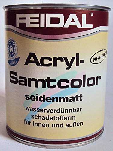 Feidal Acryl Samtcolor / Lichtgrau RAL 7035 / seidenmatt / 750 ml / auf Wasserbasis / PU-verstärkt / für höchste Ansprüche / für Holz, Stahl, Alu, Zink, Hart-PVC, Tapeten, Beton, Mauerwerk von Feidal Acryl-Samtcolor