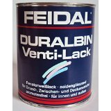 Feidal Duralbin Venti Lack, 1-2-3 Grund, Zwischen u. Deckanstrich / weiss / reinweiss RAL 9010, seidenglänzend / 2,5 L / auf Lösemittelbasis / Alkydharzbasis / feuchtigkeitsregulierender Speziallack für Holz v. Fachmann für Industrie u. Handwerk von Feidal GmbH