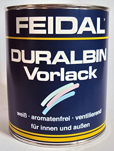 Feidal Duralbin Vorlack, ventilierender Lack, auf Alkydharzbasis / Lösemittelbasis / Weiss matt / 750 ml / Vorlackierung und Zwischenanstrich für Untergründe aus Holz, Mauerwerk u. Metall, im Außen- und Innenbereich / f. Industrie u. Handwerk von Feidal GmbH