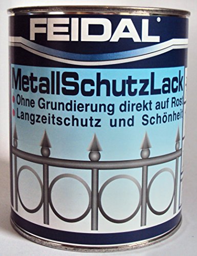 Feidal Metallschutzlack , 3 in 1 Rostschutz , Grundierung u. Lack in einem , Farbton schwarz / tiefschwarz RAL 9005 , seidenglänzend / 750 ml , Streichbar direkt auf Rost / Speziallack f. Handwerk u. Industrie / stoß- u. schlagfest von Feidal Metallschutzlack