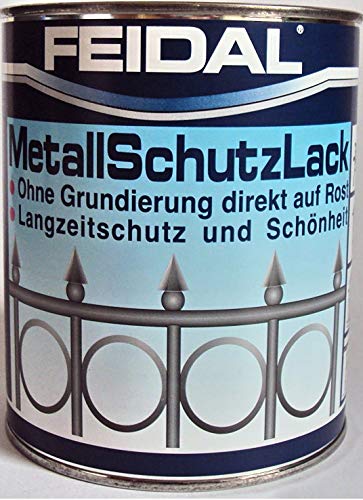 Feidal Metallschutzlack , 3 in 1 Rostschutz , Grundierung u. Lack in einem , Farbton silber / silbergrau , glänzend / 750 ml , Streichbar direkt auf Rost / Speziallack für Handwerk u. Industrie / stoß- u.schlagfest / f. Eisen u. Stahl von Feidal GmbH