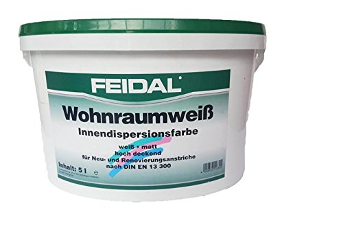 Feidal Wohnraumweiß 10 l, weiß, matt/Innendispersionsfarbe hochdeckend für Neu- und Renovierungsanstriche nach DIN 13 300 von Feidal Wohnraumweiß