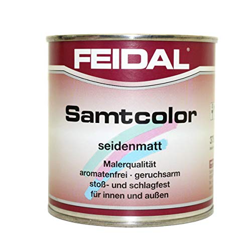 Feidal Alkydharzlack, Buntlack Samtcolor, auf Lösemittelbasis, für Innen und Außen, Moosgrün RAL 6005, seidenmatt, 750 ml, Malerqualität von Feidal