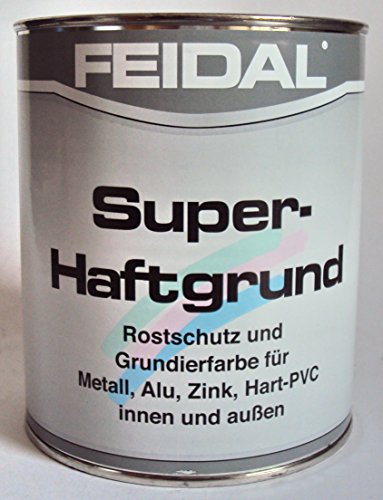 Feidal Super Haftgrund, Farbton weiss / reinweiss RAL 9010, seidenmatt ,Rostschutzgrundierung f. Metall, Aluminium, Zink, Kupfer, Hart-PVC , Kunststoff , Holz, Innen u. Außen / 750 ml / für Industrie u. Handwerk v. Fachmann von Feidal