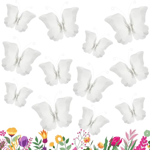 Feifeiya 12 Stück 3D-Papier-Schmetterlinge, Schmetterlingsparty-Dekorationen, 3D-Papierdekoration für Babyparty, Kinderzimmer, Wand-Party-Dekorationen (weiß) von Feifeiya