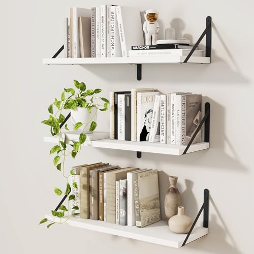 Feihorrm Wandmontierte schwebende Bücherregale, 3er-Set (weiß, 60 cm, 3 Stück) von Feihorrm