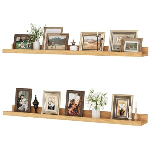 Feihorrm Wandregal, 2er Set, 90cm Schweberegal aus MDF Holz, Wandboard für Bilderrahmen und Dekorationen, Industriedesign, Geeignet für Arbeitszimmer, Schlafzimmer und Küche (Beige, 90 cm) von Feihorrm