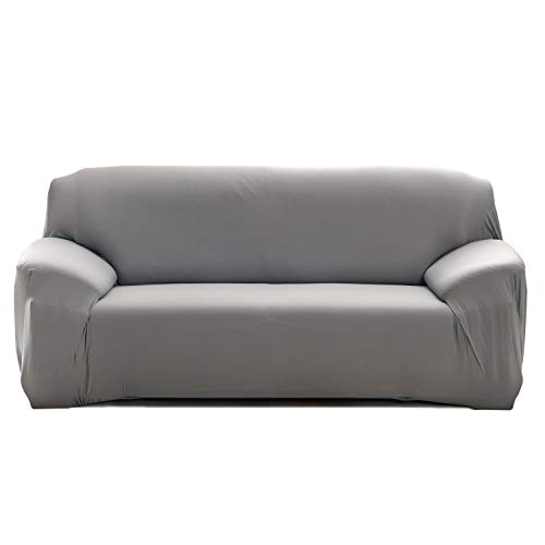 Feilaxleer Elastischer Sofabezug 1 Sitzer/2 Sitzer/3 Sitzer/4 Sitzer, Stretch Sofa-überwürfe Sofahusse für Sofa mit Armlehne (2 Sitzer,Grau) von Feilaxleer