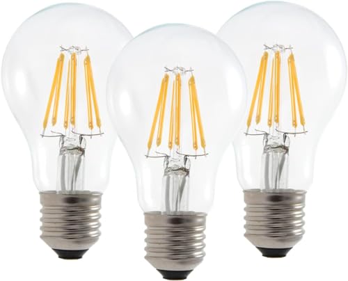 FEILEMAN E27 LED Glühbirne ultraeffiziente E27 Lampe, 4W=60W Energieklasse A 2700K Warmweiß, 840Lm Nicht Dimmbar A60 Vintage Filament Birne Energy-Saving Light Bulbs, 3 Stück von FEILEMAN