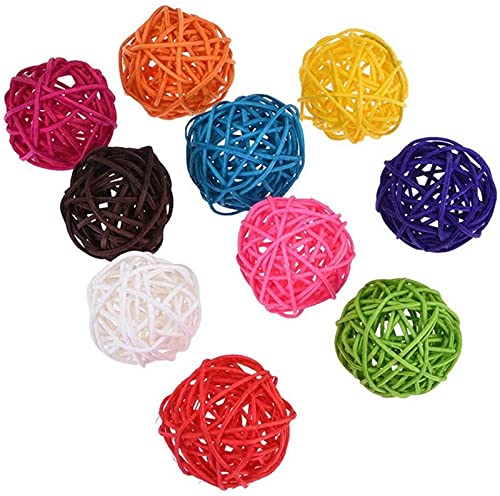 FeiliandaJJ 10 Stücke Rattankugeln Deko 4cm Rattan Dekokugeln Bunt Natur Rattan Kugeln Party Weihnachten Garten Hochzeit Dekoration Tischdeko Hängedeko (Bunt) von FeiliandaJJ(TM)