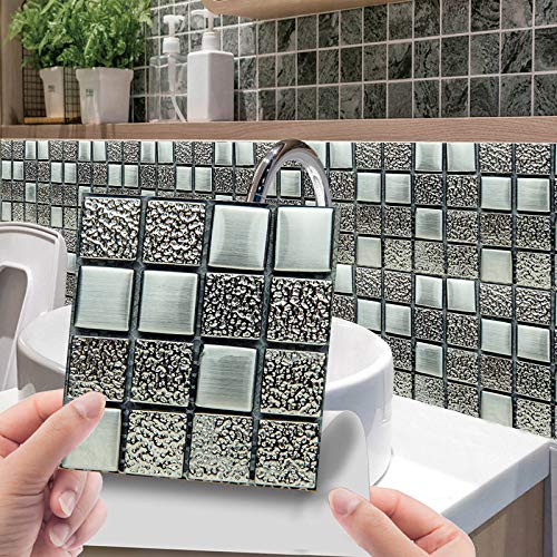 FeiliandaJJ 10Pcs Mosaik Wandfliese Aufkleber für 10x10cm Fliesen,3D Mosaik Kristall Fliesenaufkleber für Bad und Küche, Wasserdicht Selbstklebend Deko Fliesenfolie (9005) von FeiliandaJJ(TM)